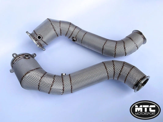 McLaren765LTDownpipeswith200CellHi-FlowSportsCats&HeatShields|MTCMotorsport