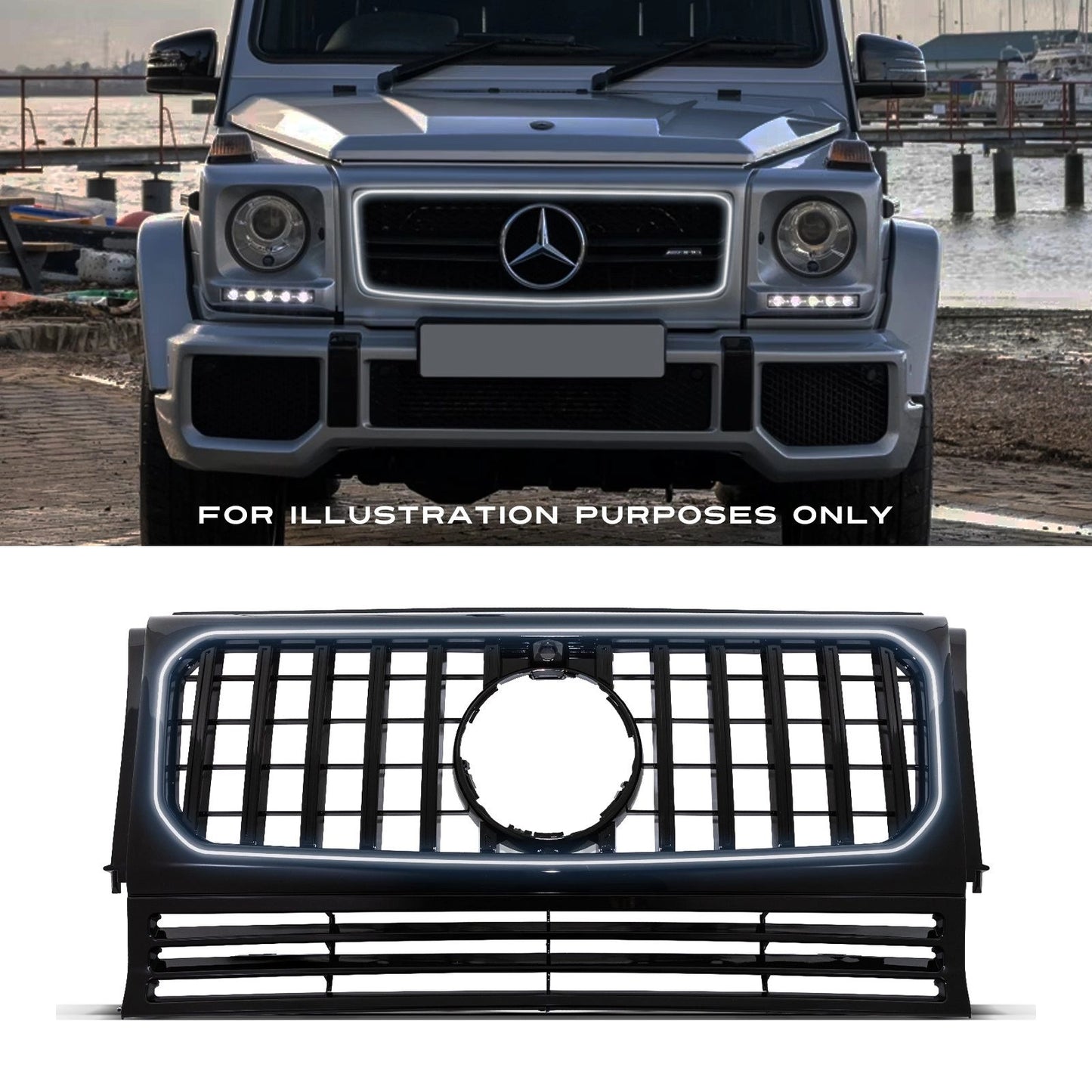 MercedesBenzG-WagonW46390-18GlossBlackLEDFrontGrille