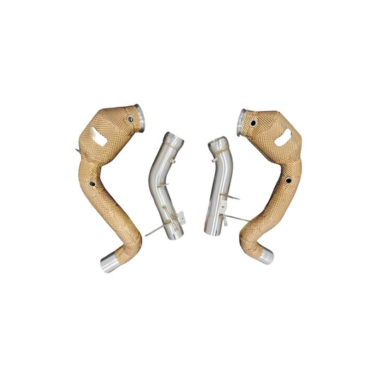 MercedesC63/C63SAMGM177HeatShielded200CellHi-flowSportCatDownpipes2019-2022(GoldInsulation)(OPFVERSION)