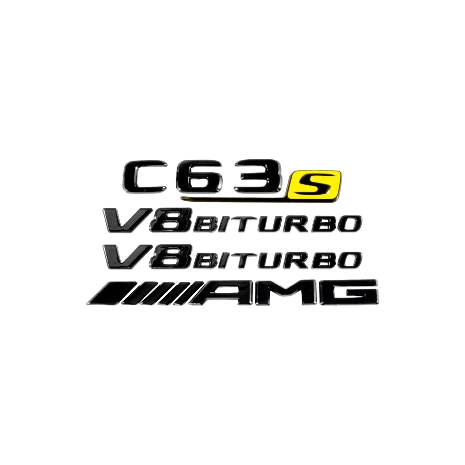 MercedesC63sAMGW205BlackedOutBadgesYellowSbadge