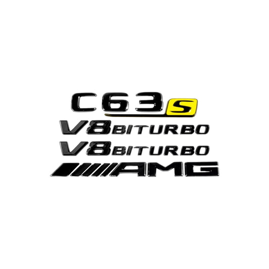 MercedesC63sAMGW205BlackedOutBadgesYellowSbadge