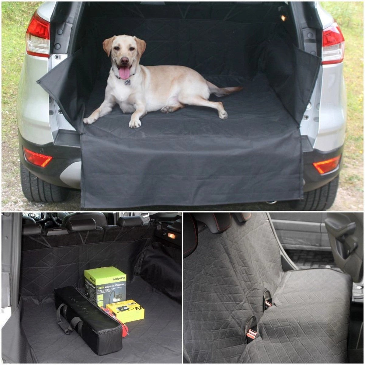 PaddedQuiltedRearCarSeatCover&BootLinerDogPetUniversalFit