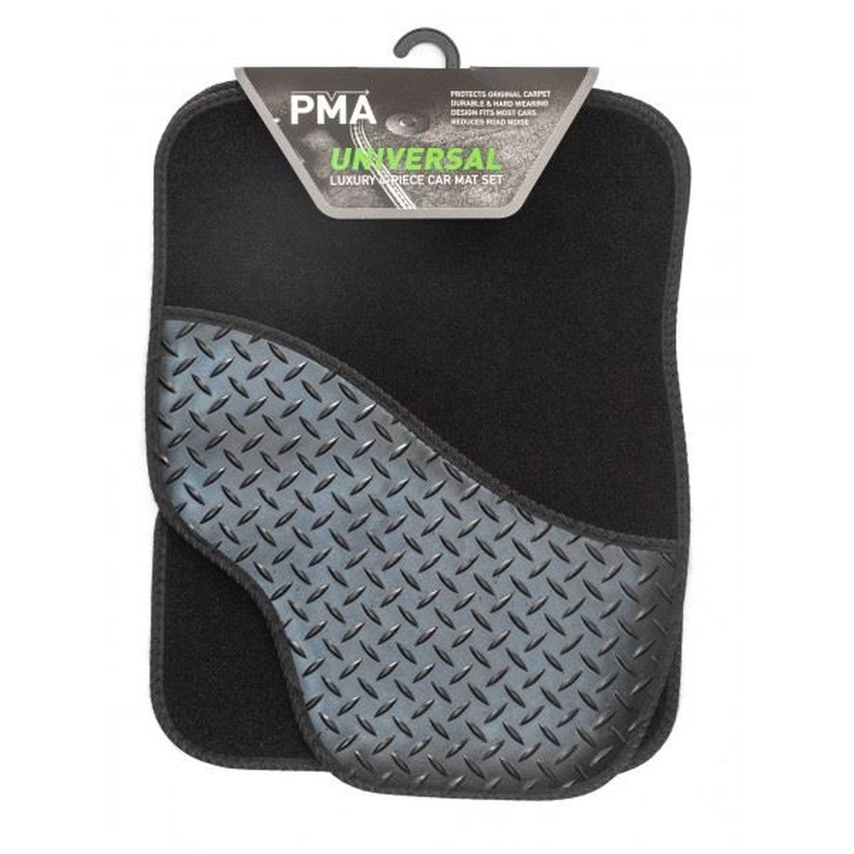 PmaUniversalLuxuryCarMatSetWithRubberHealPad-4PieceBlack