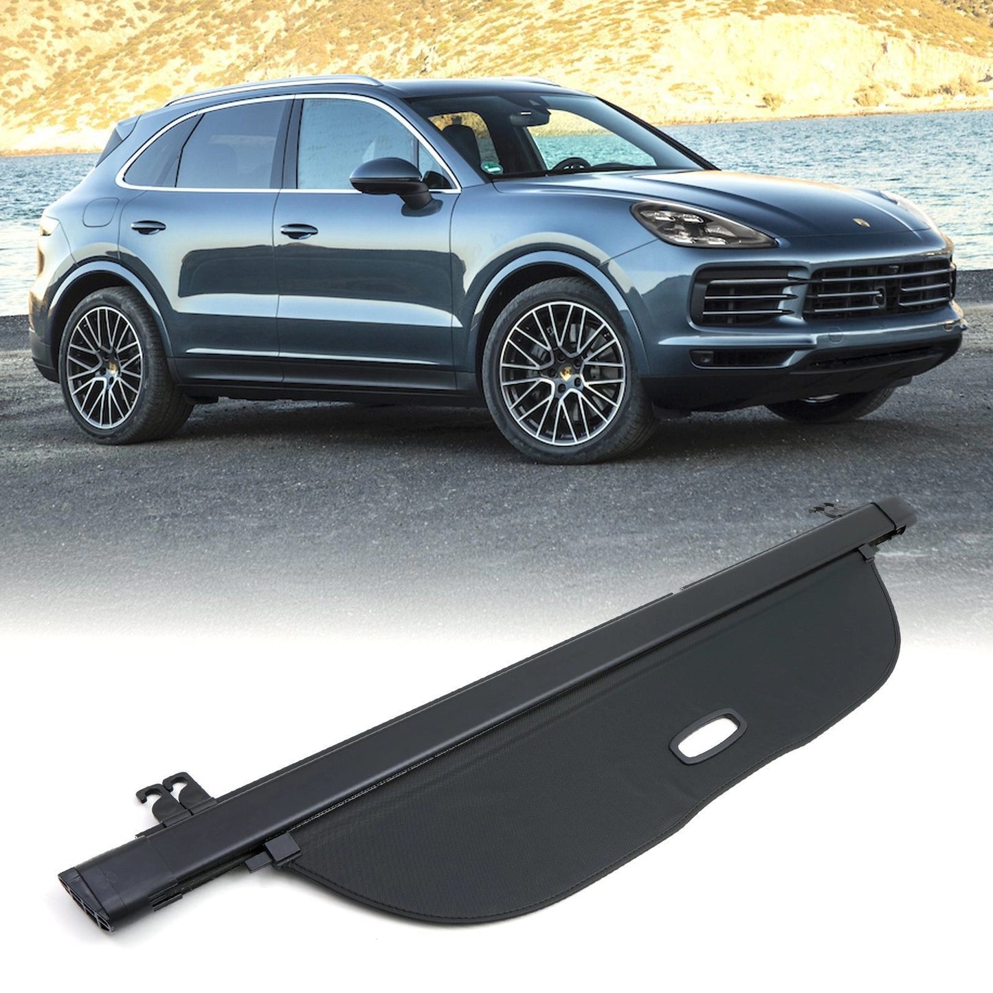 PorscheCayenneMK211-18BlackRetractableRollerParcelShelf