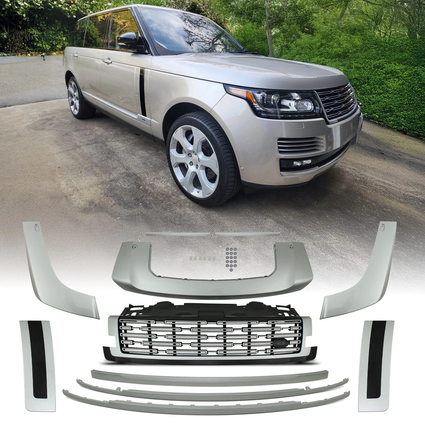 Predator4x4Black&SilverBodyTrimKitandGrilleToFitRangeRoverL4602022+