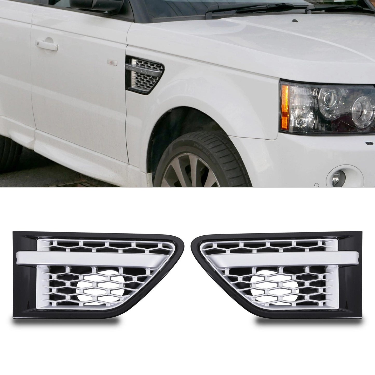 Predator4x4Black&SilverWingSideAirVentsToFitRangeRoverSport10-13