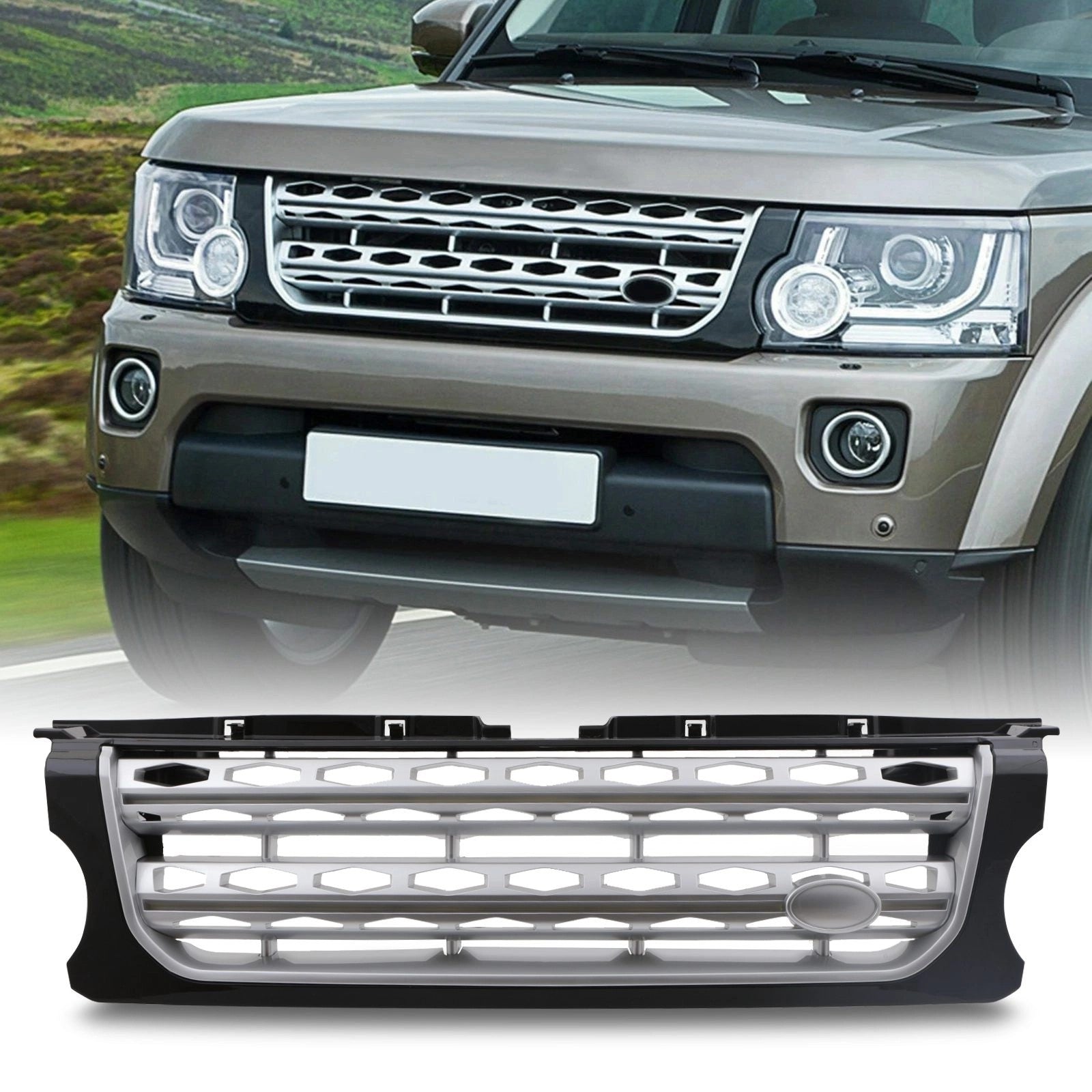 Predator4x4BlackAndSilverGrilleToFitLandRoverDiscovery415-17