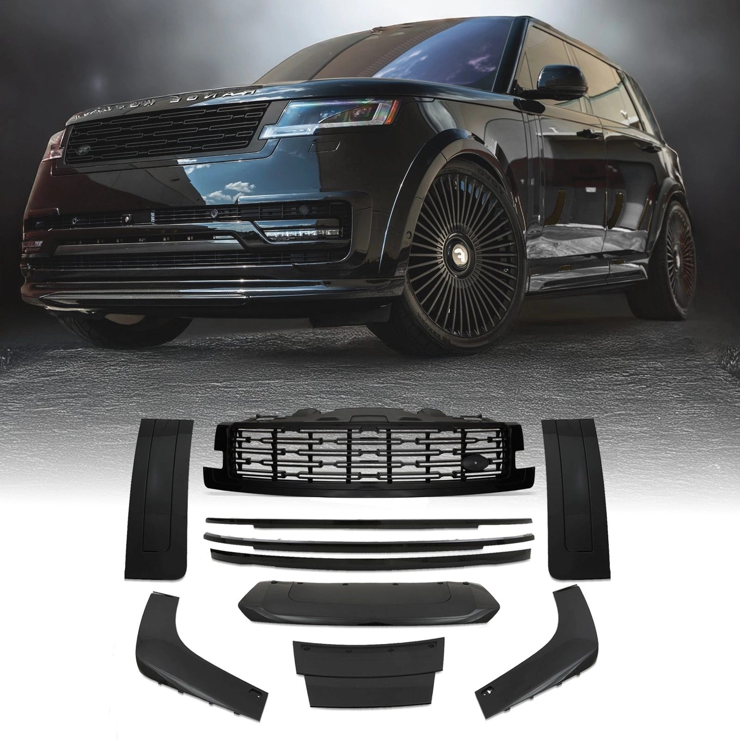 Predator4x4BlackBodyTrimKitandGrilleToFitRangeRoverVogueL4602022+