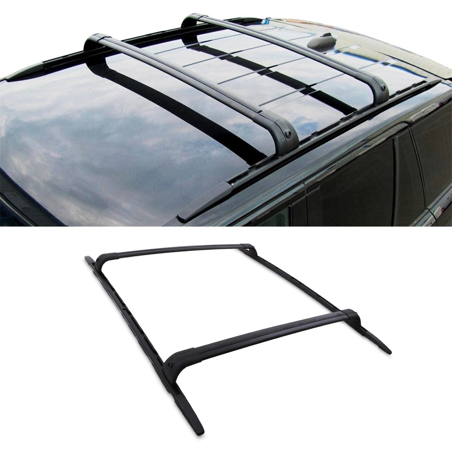 Predator4x4BlackRoofRails/CrossBarsKitToFitRangeRoverSportL32005-13
