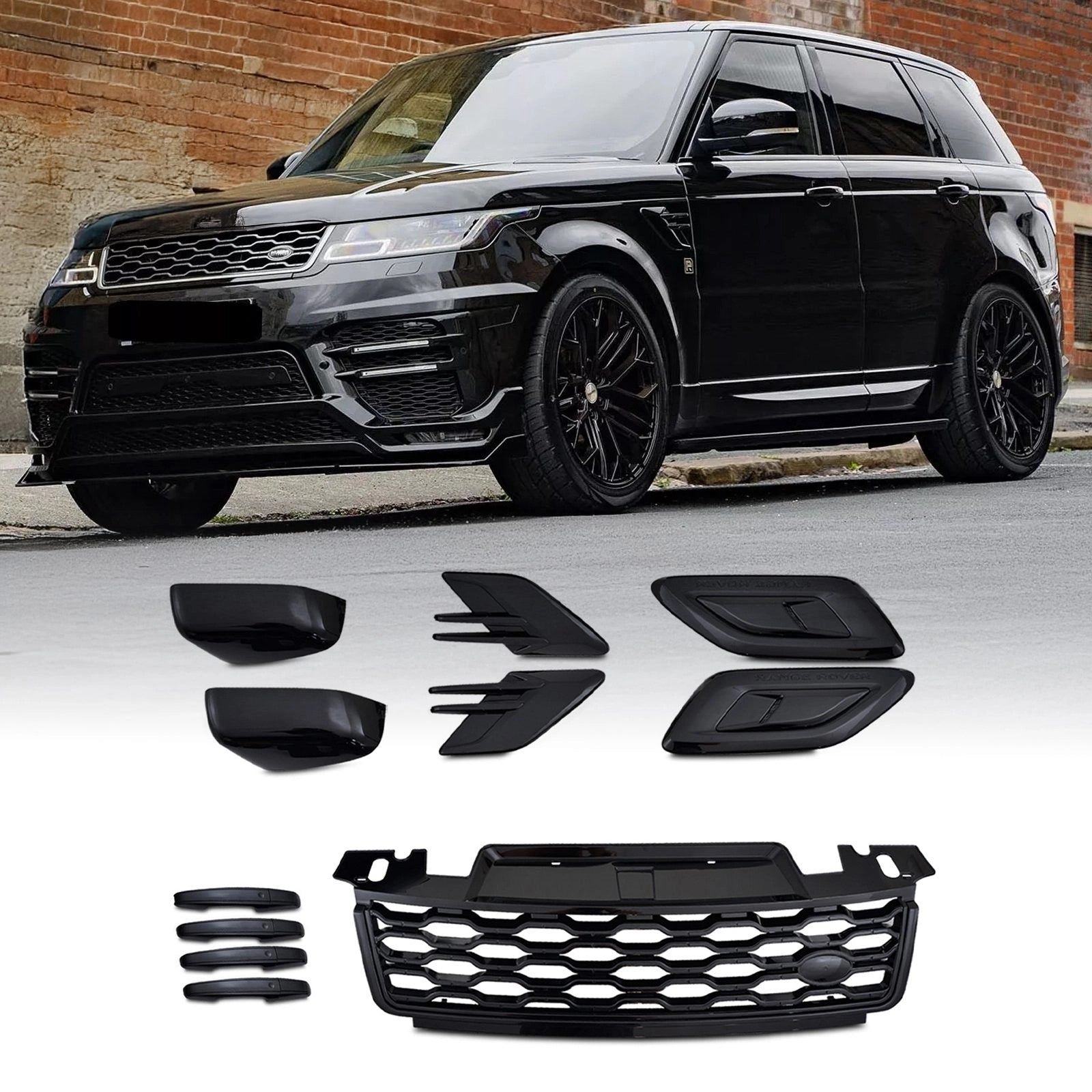 Predator4x4GlossBlackBodyTrimKitToFitRangeRoverSportL494Facelift18-22