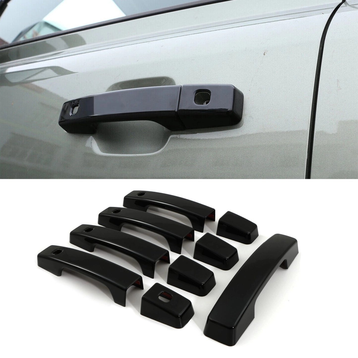 Predator4x4GlossBlackDoorHandleCoversToFitLandRoverDefender110130L6632020+