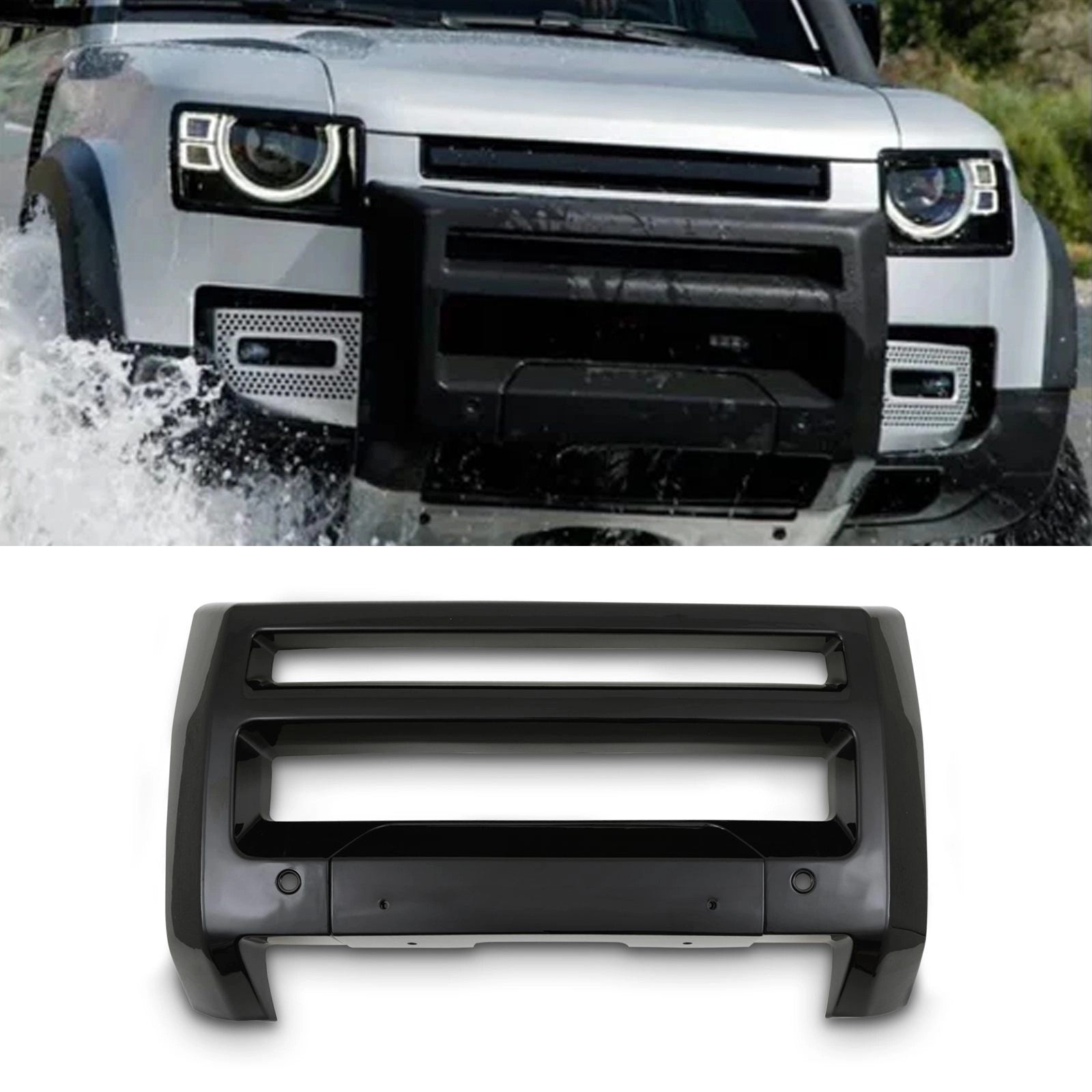 Predator4x4GlossBlackFrontBumperABarToFitLandRoverDefenderL6632020+
