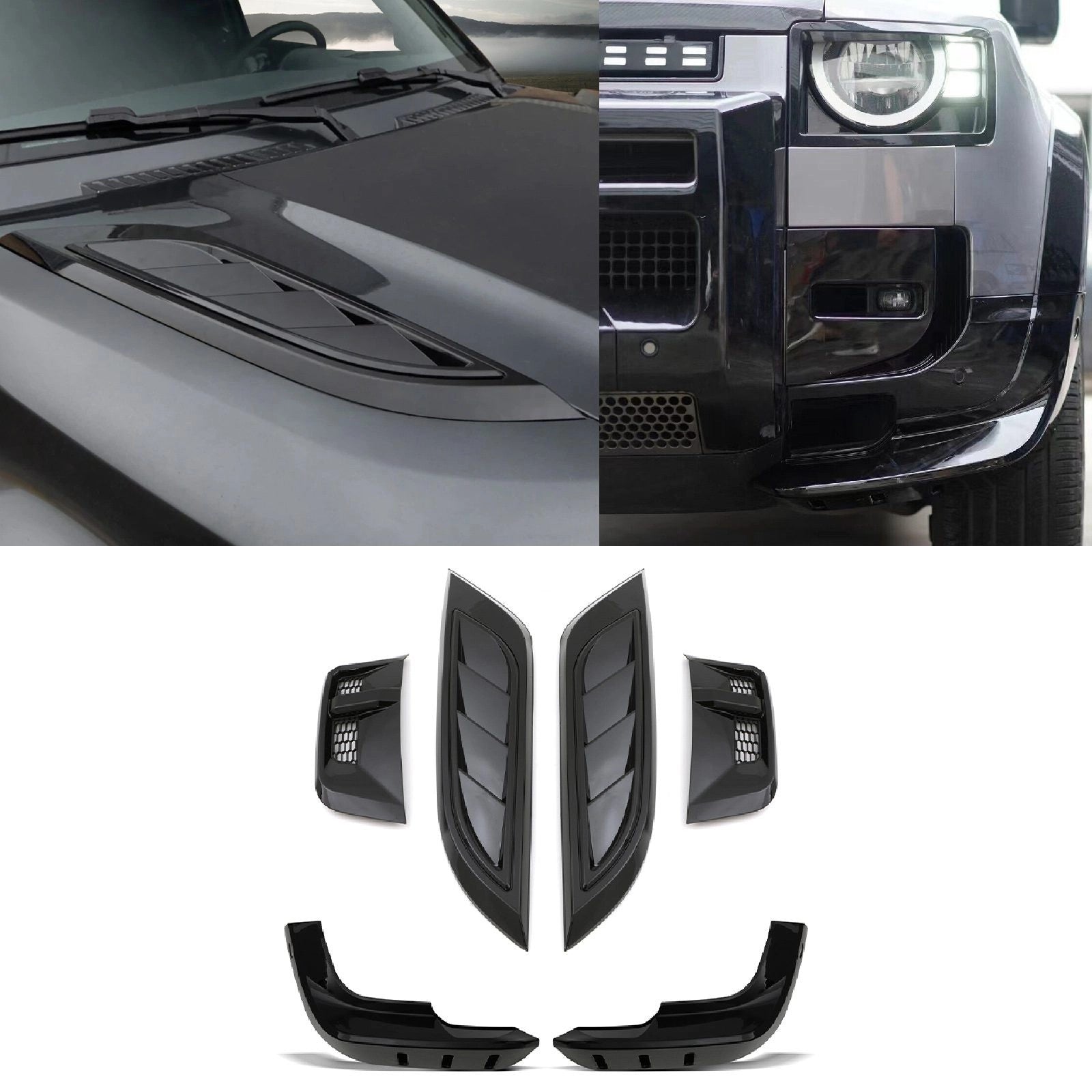Predator4x4GlossBlackFrontTrimKitToFitLandRoverDefenderL6632020+