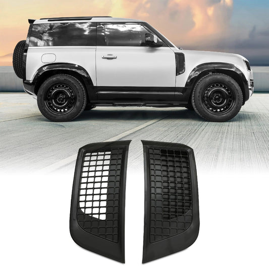 Predator4x4GlossBlackFrontWingSideVentsToFitLandRoverDefenderL6632020+