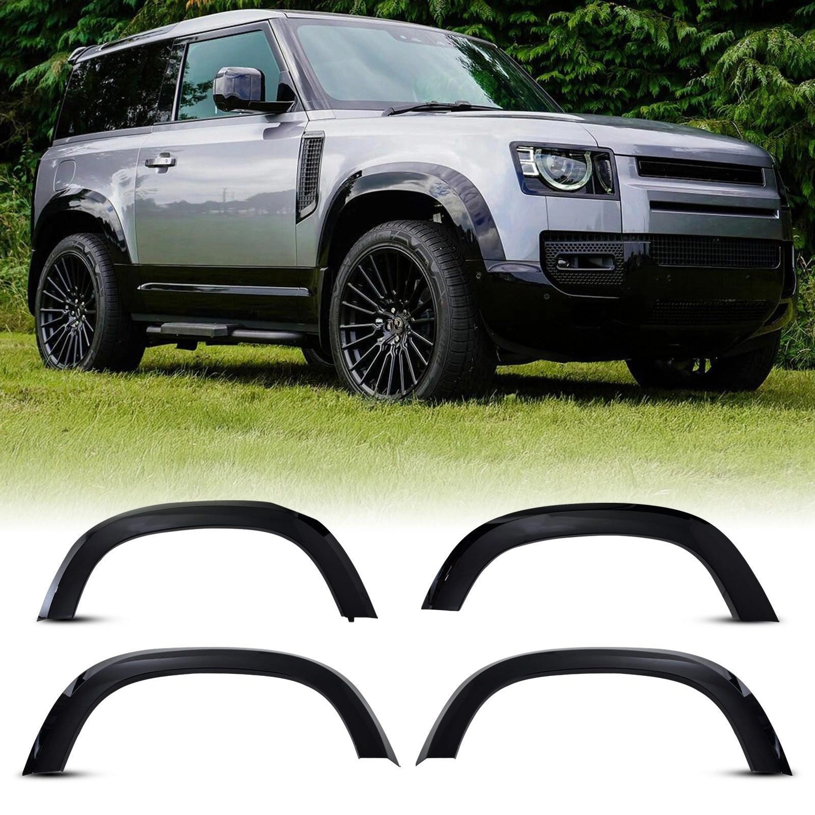 Predator4x4GlossBlackWideWheelArchKitToFitLandRoverDefender90L6632020+