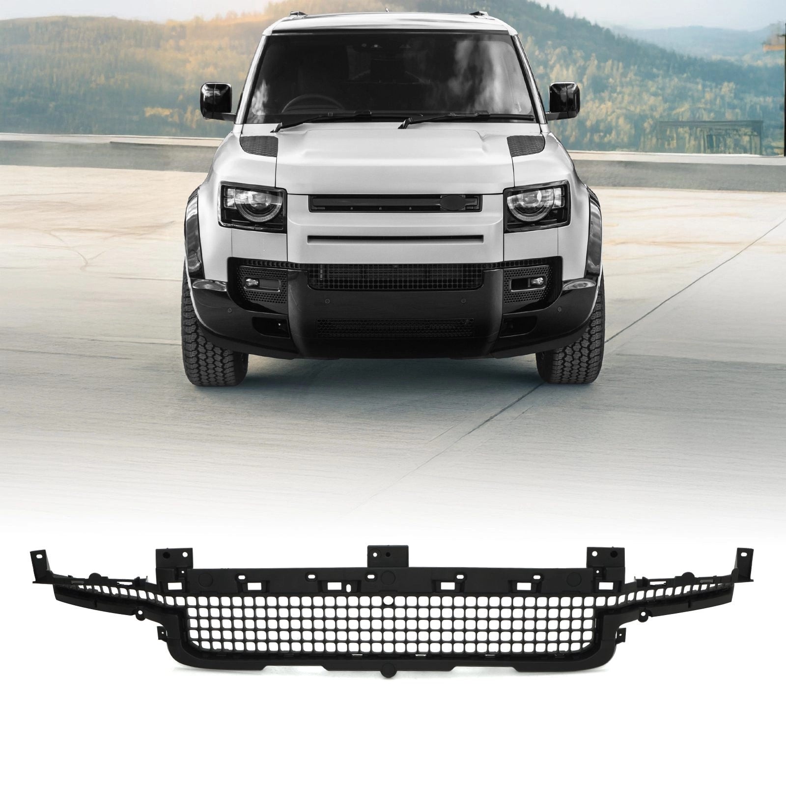 Predator4x4MatteBlackFrontLowerGrilleToFitLandRoverDefenderL6632020+
