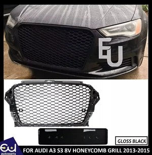 RAUDIA3S38V13-2015RSSTYLEGRILLEGLOSSBLACKHONEYCOMBRADIATORBUMPER