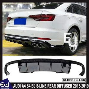 RAUDIA4S4B9SLINEREARBUMPERDIFFUSERSPLITTERGLOSSBLACK2015-2019