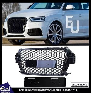 RAUDIQ38U2011-2015RSSTYLEGRILLEGLOSSBLACKHONEYCOMBRADIATORBUMPER