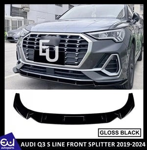 RAUDIQ3F3SLINEFRONTBUMPERLIPSPLITTERSPOILERGLOSSBLACK2018-2024