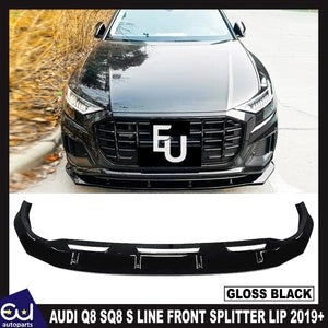 RAUDIQ8SQ8SLINEFRONTBUMPERSPLITTERLIPSPOILERGLOSSBLACK2019+