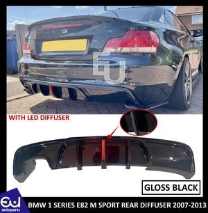 RBMW1SERIESE82COUPEMSPORTREARDIFFUSERWITHLEDGLOSSBLACK07-13