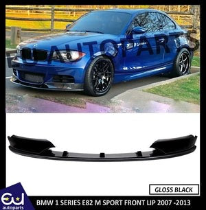 RBMW1SERIESE82MSPORTGLOSSBLACKFRONTBUMPERSPLITTERLIP2007-2013