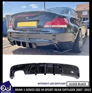 RBMW1SERIESE82MSPORTREARDIFFUSERGLOSSBLACKSPOILER07-13WITHOUTLED