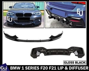 RBMW1SERIESF20F21FRONTSPLITTERREARDIFFUSERBODYKITGLOSSBLACK15-18