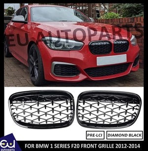 RBMW1SERIESF20F21GLOSSBLACKFRONTKIDNEYDIAMONDGRILLGRILLE11-14