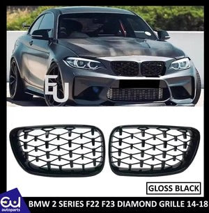 RBMW2SERIESF22F23FRONTKIDNEYDIAMONDGRILLGRILLEGLOSSBLACK14-18