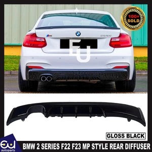 RBMW2SERIESF22F23MPSTYLEREARBUMPERDIFFUSERDUALEXHAUSTGLOSSBLACK