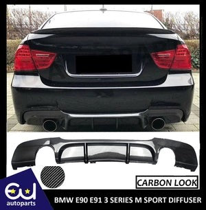 RBMW3SERIESE90E91335iSTYLEMSPORTREARDIFFUSERSPLITTERCARBONFIBRE