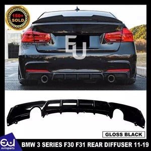RBMW3SERIESF30F31MSPORTREARBUMPERDIFFUSERDUALEXHAUSTGLOSSBLACK