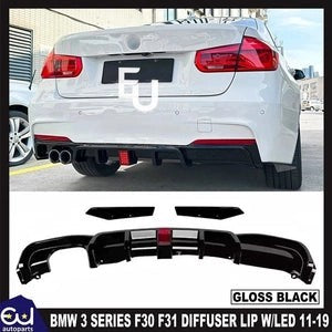 RBMW3SERIESF30F31REARVALANCEDIFFUSERSPOILERLIPTWINW/LEDGLOSS