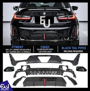 RBMW3SERIESG20G21LCIMSPORTGLOSSREARDIFFUSERWITHLEDTAILPIPE2022+