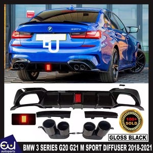 RBMW3SERIESG20G21MSPORTGLOSSBLACKREARDIFFUSERWITHLIGHT2018-2021