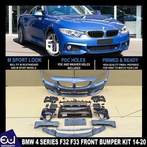 RBMW4SERIESF32F33F36MSPORTSTYLEFRONTBUMPERKITPDCWASHERSW/HOLE