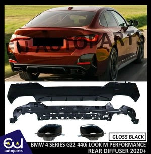 RBMW4SERIESG22440ILOOKREARBUMPERDIFFUSERWITHTAILPIPESPLITTER2020+