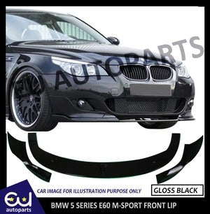 RBMW5SERIESE60FRONTLIPSPLITTERCHINGLOSSBLACKM-SPORTBUMPERONLY