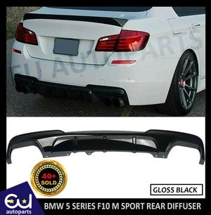 RBMW5SERIESF10F11MSPORTREARBUMPERDIFFUSERLIPQUADEXHAUSTGLOSSBLK