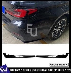 RBMW5SERIESG30G312017ONWARDREARBUMPERCORNERSPLITTERSINGLOSSBLACK