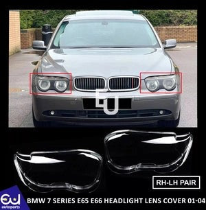 RBMW7SERIESE65E66LEFTRIGHTHEADLIGHTHEADLAMPCLEARLENSCOVER01-2004