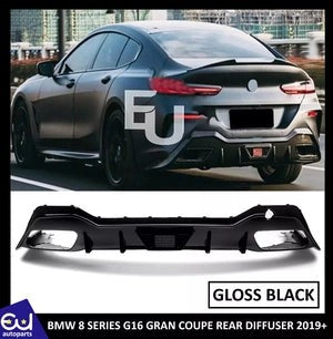 RBMW8SERIESG16GRANCOUPEREARBUMPERDIFFUSERWITHLEDGLOSSBLACK2019+