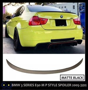 RBMWE90MSPORTM3STYLEREARTRUNKBOOTSPOILERLIPMATTEBLACKOEMFIT