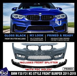 RBMWF30F31M3CONVERSIONFRONTBUMPERSPLITTERBODYKITPRIMEDPDC2011-19