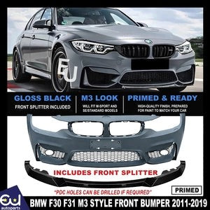 RBMWF30F31M3STYLEUPGRADEFRONTBUMPERSPLITTERBODYKITPRIMED2011-2019