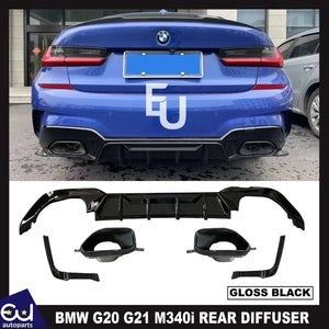 RBMWG20G21MM340iREARBUMPERDIFFUSERWITHBLACKTAILPIPEGLOSS18-22