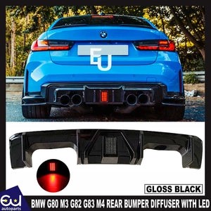 RBMWG80M3G82G83M4REARBUMPERDIFFUSERLIPGLOSSBLACKW/LEDLIGHT21-23