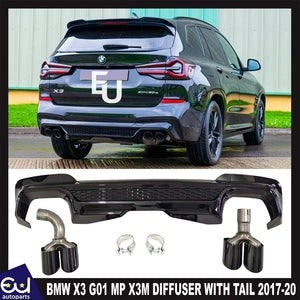RBMWX3G01MPSTYLEX3MREARDIFFUSERWITHTAILPIPEGLOSSBLACK17-20